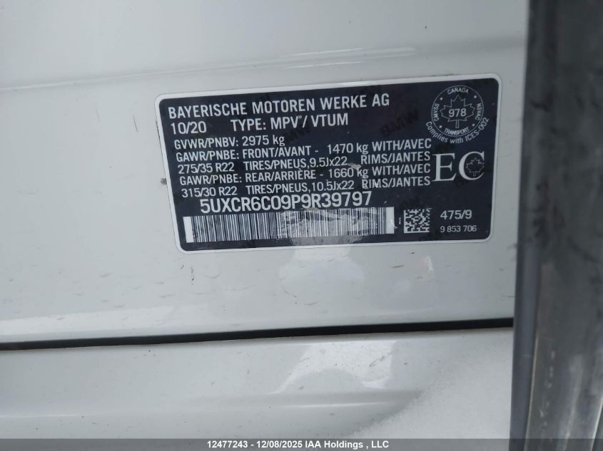 2023 BMW X5 xDrive40I VIN: 5UXCR6C09P9R39797 Lot: 12477243