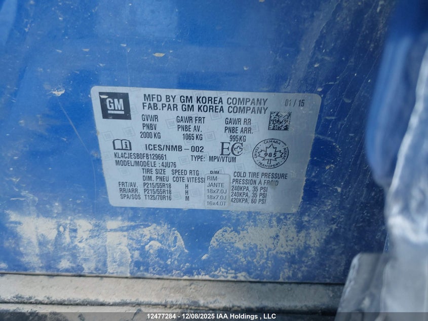 KL4CJESB0FB129661 2015 BUICK ENCORE photo no. 9