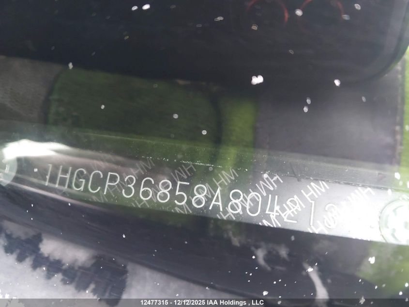 2008 Honda Accord Ex-L V6 VIN: 1HGCP36858A804213 Lot: 12477315