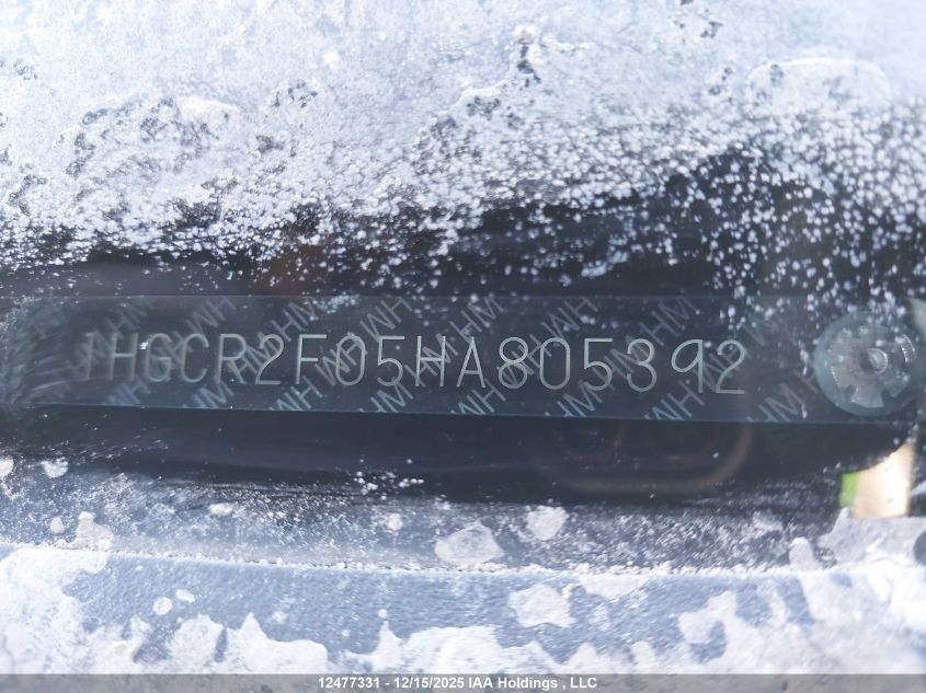 2017 Honda Accord Touring VIN: 1HGCR2F05HA805392 Lot: 12477331