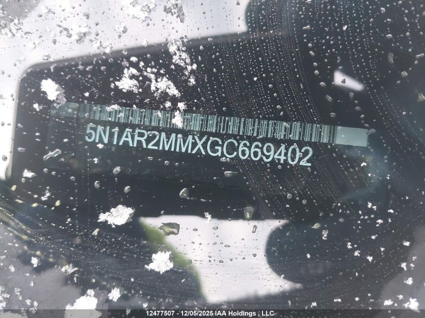 2016 Nissan Pathfinder Platinum/S/Sl/Sv VIN: 5N1AR2MMXGC669402 Lot: 12477507