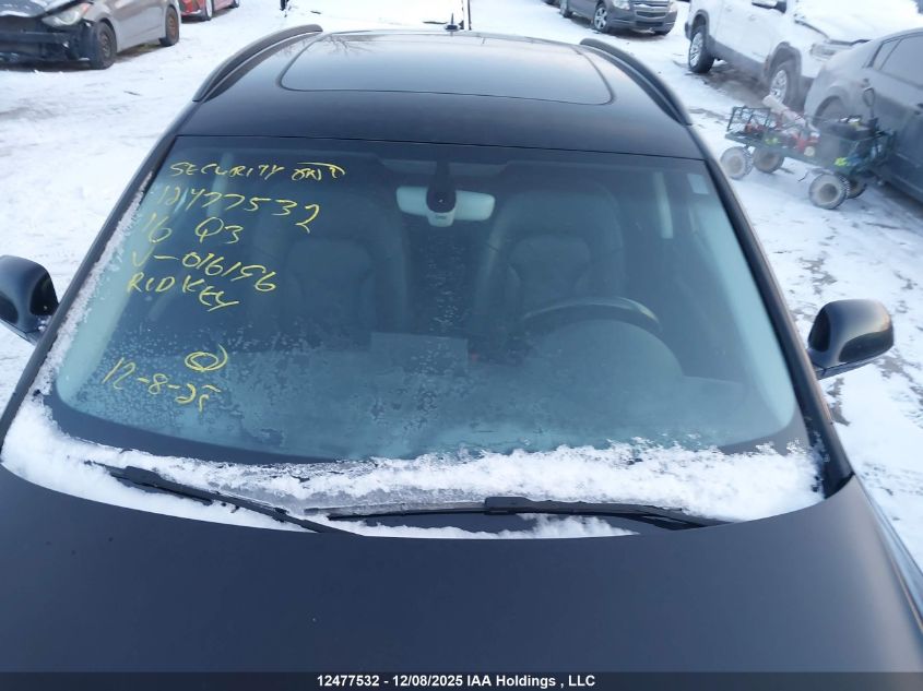 2016 Audi Q3 2.0T Komfort VIN: WA1EFCFS2GR016196 Lot: 12477532