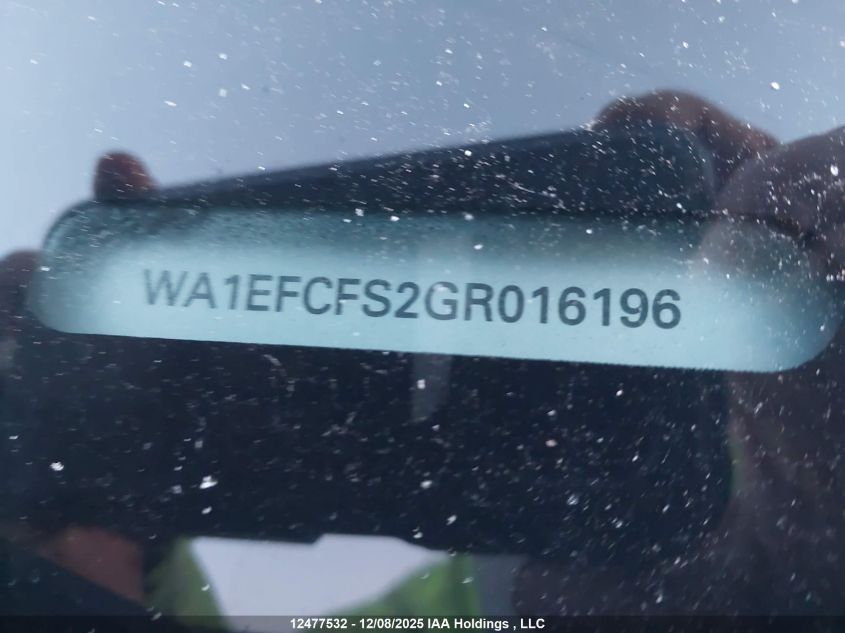 2016 Audi Q3 2.0T Komfort VIN: WA1EFCFS2GR016196 Lot: 12477532