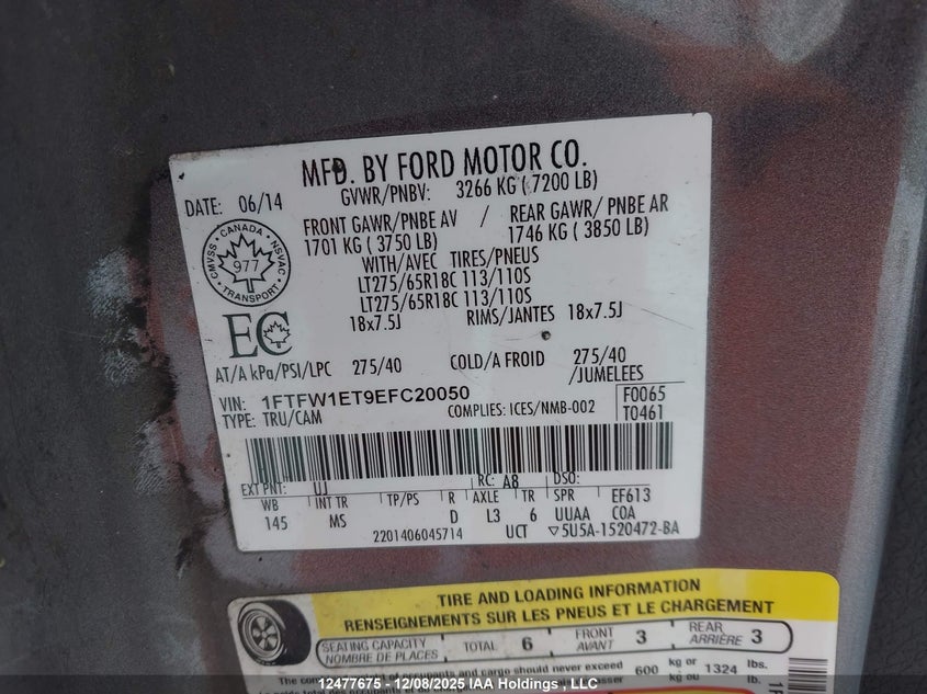 1FTFW1ET9EFC20050 2014 FORD F-150 photo no. 9