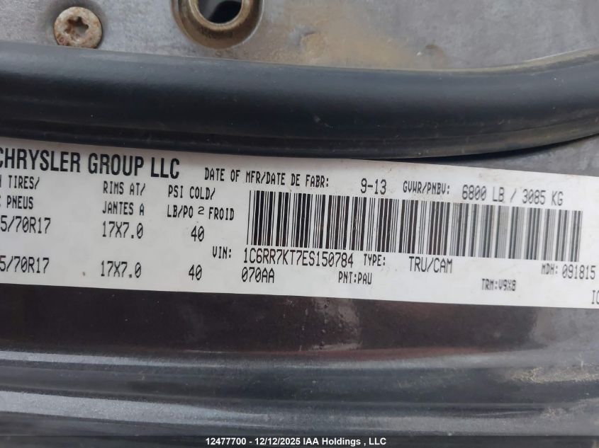 2014 Ram 1500 St VIN: 1C6RR7KT7ES150784 Lot: 12477700