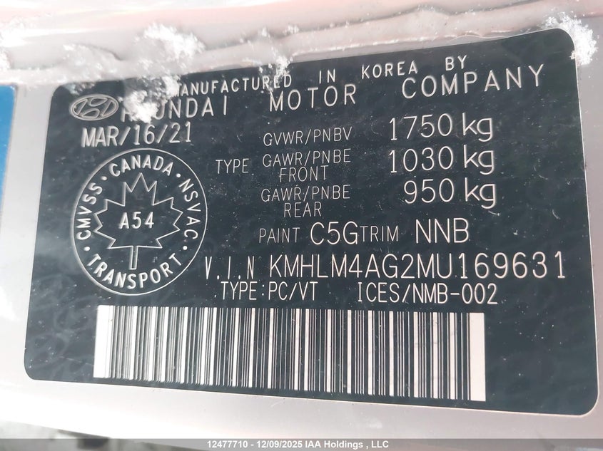 KMHLM4AG2MU169631 2021 HYUNDAI ELANTRA photo no. 19