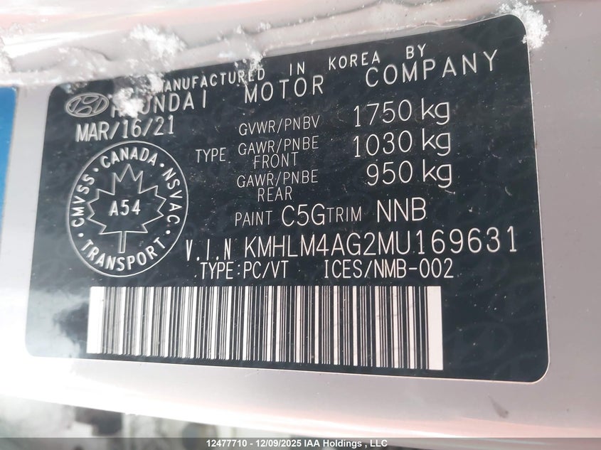 KMHLM4AG2MU169631 2021 HYUNDAI ELANTRA photo no. 9
