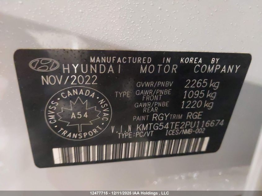 2023 Genesis G70 3.3T Sport Awd VIN: KMTG54TE2PU116674 Lot: 12477715