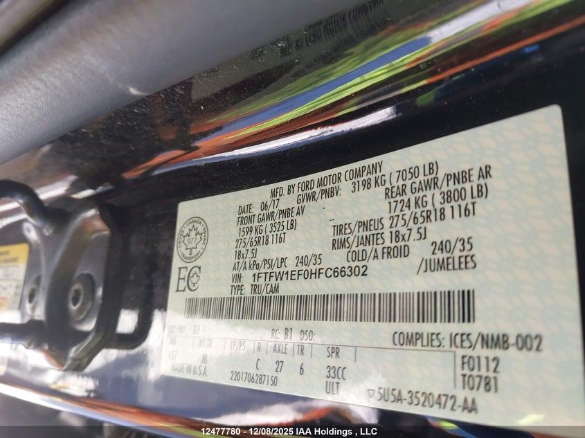 1FTFW1EF0HFC66302 2017 FORD F-150 photo no. 9