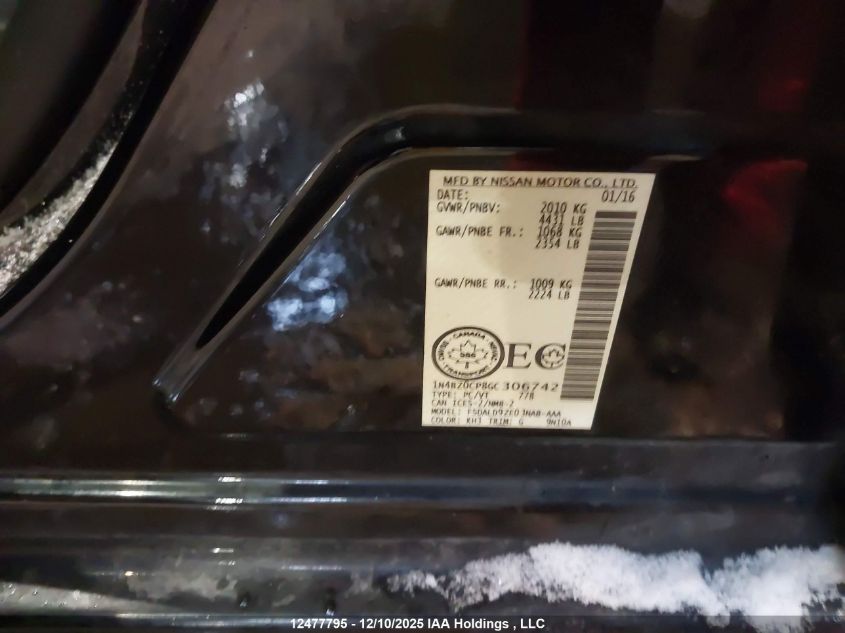 2016 Nissan Leaf Sv/Sl VIN: 1N4BZ0CP8GC306742 Lot: 12477795