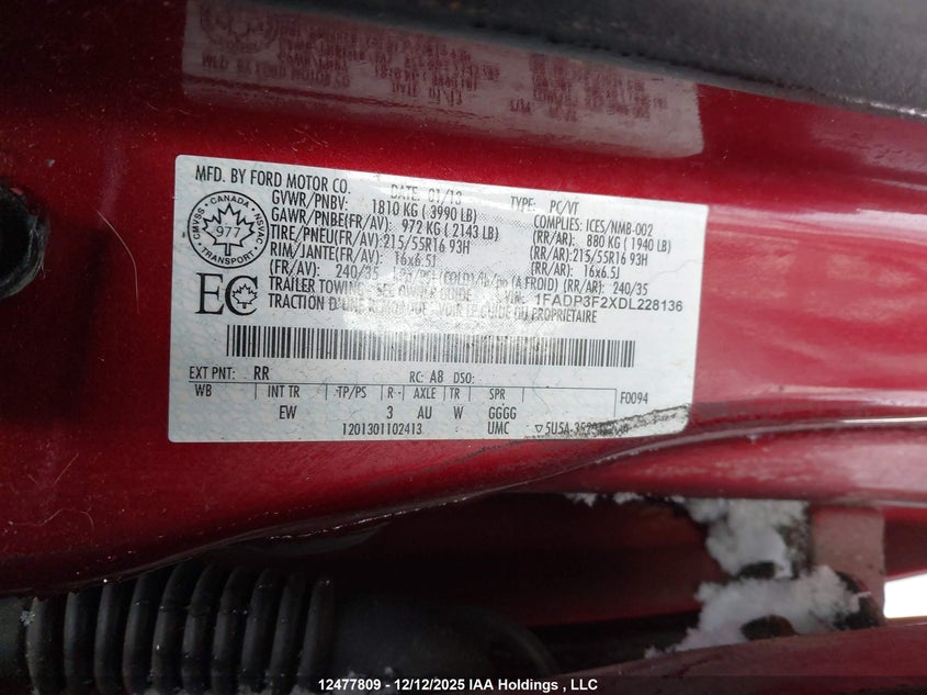 1FADP3F2XDL228136 2013 FORD FOCUS photo no. 9