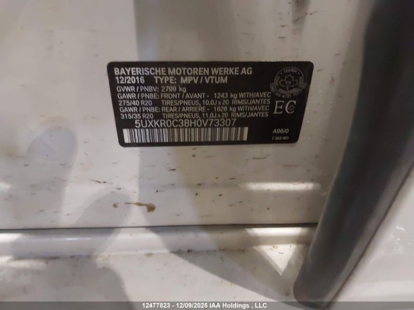 2017 BMW X5 xDrive35I VIN: 5UXKR0C38H0V73307 Lot: 12477823