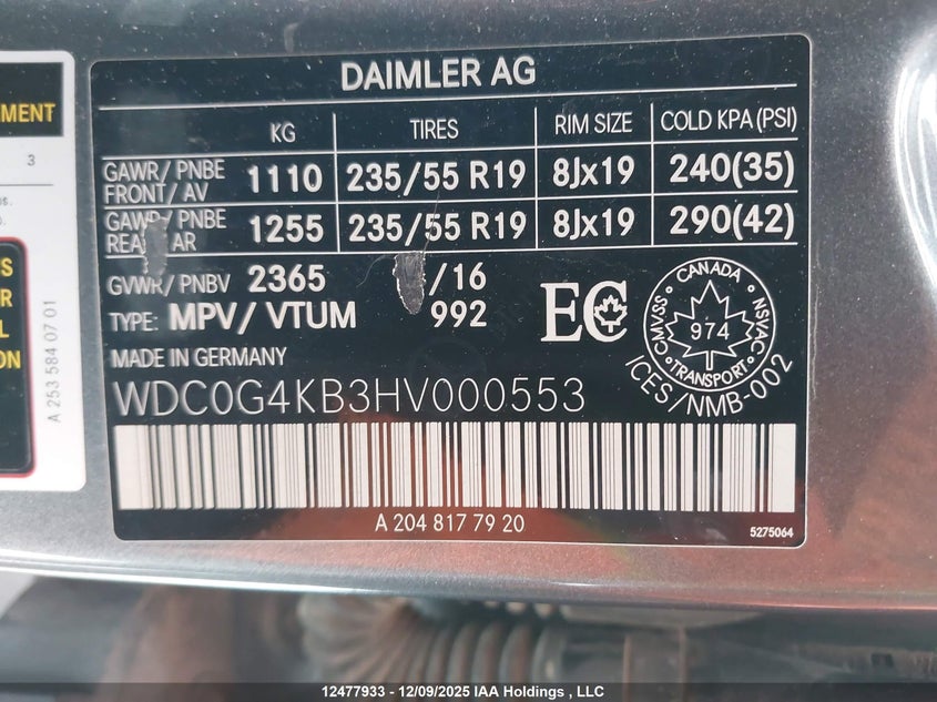 WDC0G4KB3HV000553 2017 MERCEDES-BENZ GLC photo no. 9