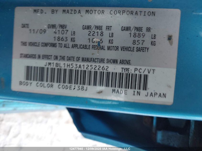 2010 Mazda 3 S VIN: JM1BL1H53A1252262 Lot: 12477945