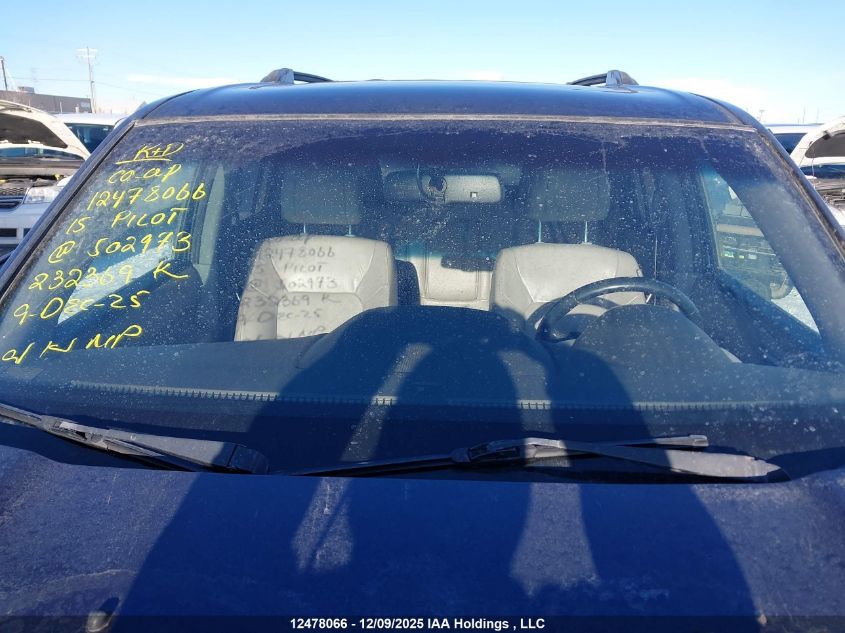 2015 Honda Pilot Touring VIN: 5FNYF4H9XFB502973 Lot: 12478066