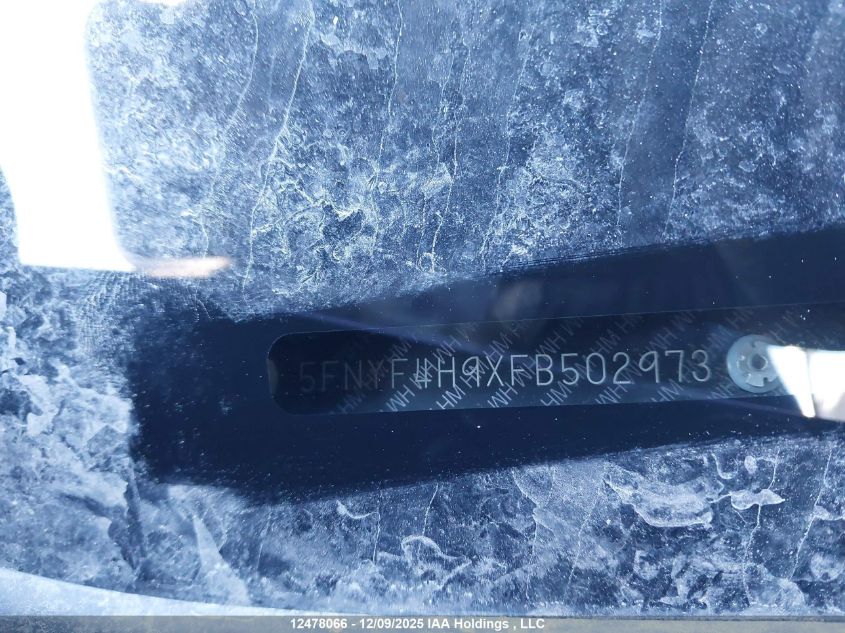 2015 Honda Pilot Touring VIN: 5FNYF4H9XFB502973 Lot: 12478066