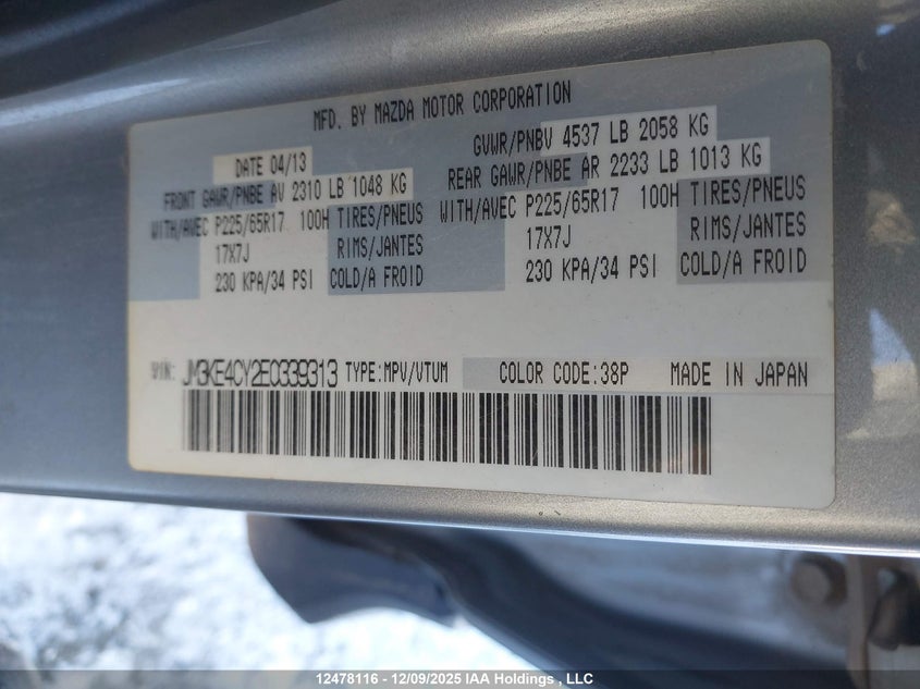 JM3KE4CY2E0339313 2014 MAZDA CX-5 photo no. 9