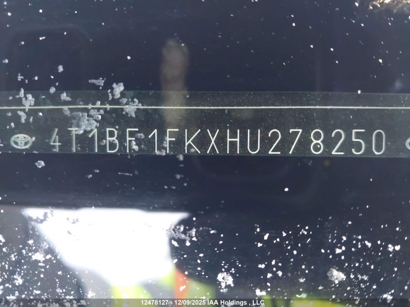 2017 Toyota Camry Le/Xle/Se/Xse VIN: 4T1BF1FKXHU278250 Lot: 12478127