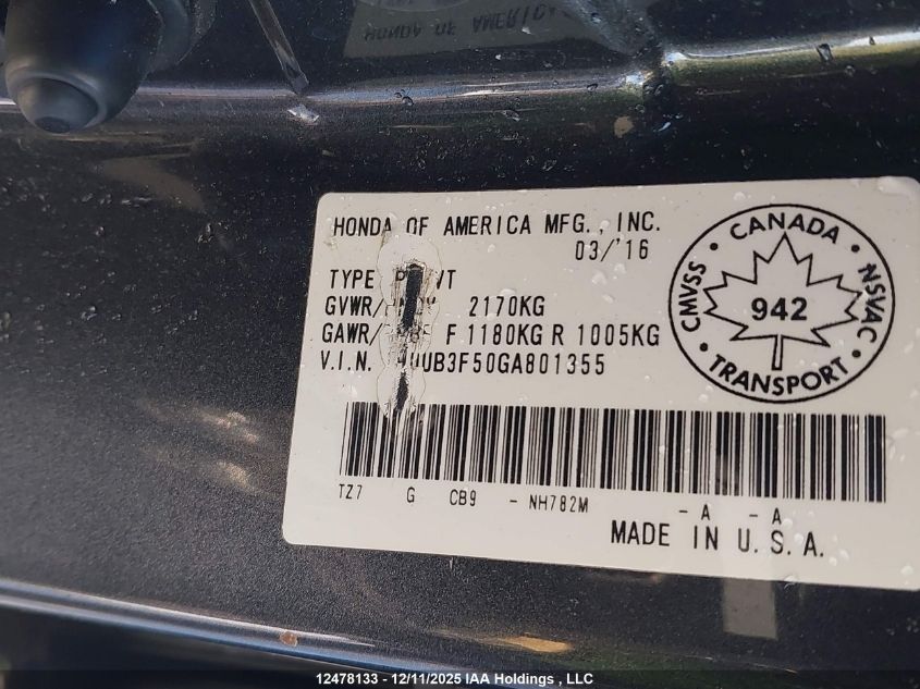 2016 Acura Tlx Tech VIN: 19UUB3F50GA801355 Lot: 12478133