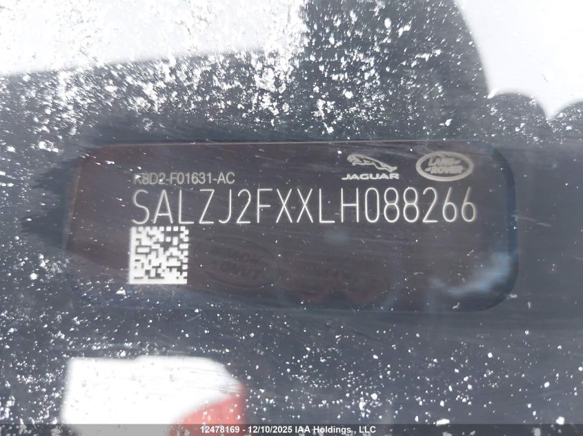 2020 Land Rover Range Rover Evoque P250 S VIN: SALZJ2FXXLH088266 Lot: 12478169