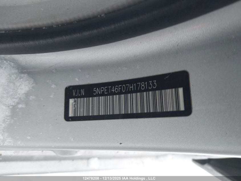 2007 Hyundai Sonata VIN: 5NPET46F07H178133 Lot: 12478208