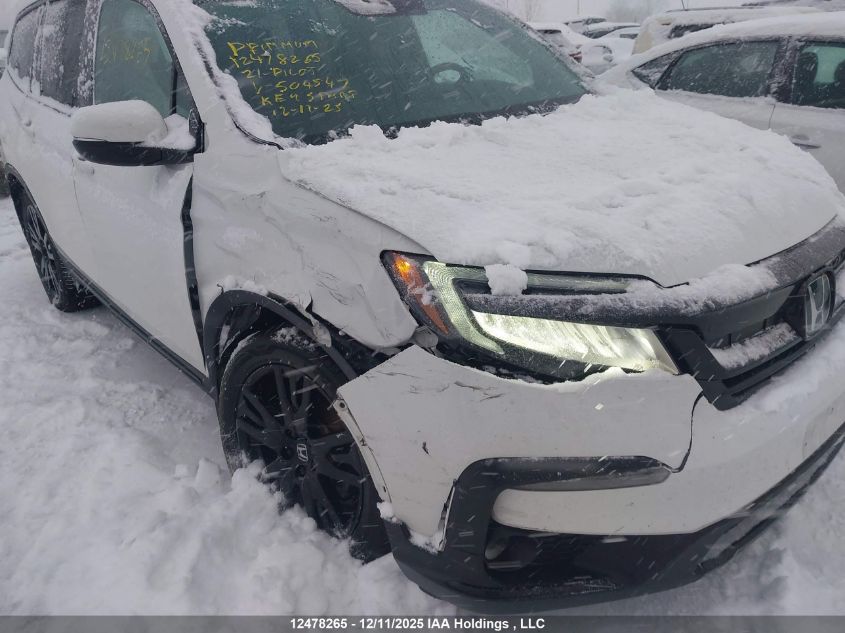 2021 Honda Pilot Black Edition VIN: 5FNYF6H00MB504547 Lot: 12478265