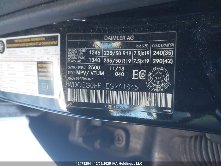 WDCGG0EB1EG261845 2014 MERCEDES-BENZ  photo no. 9