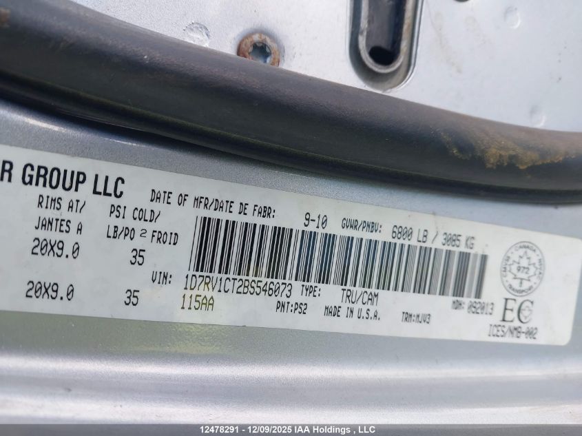 2011 Dodge Ram 1500 Slt VIN: 1D7RV1CT2BS546073 Lot: 12478291