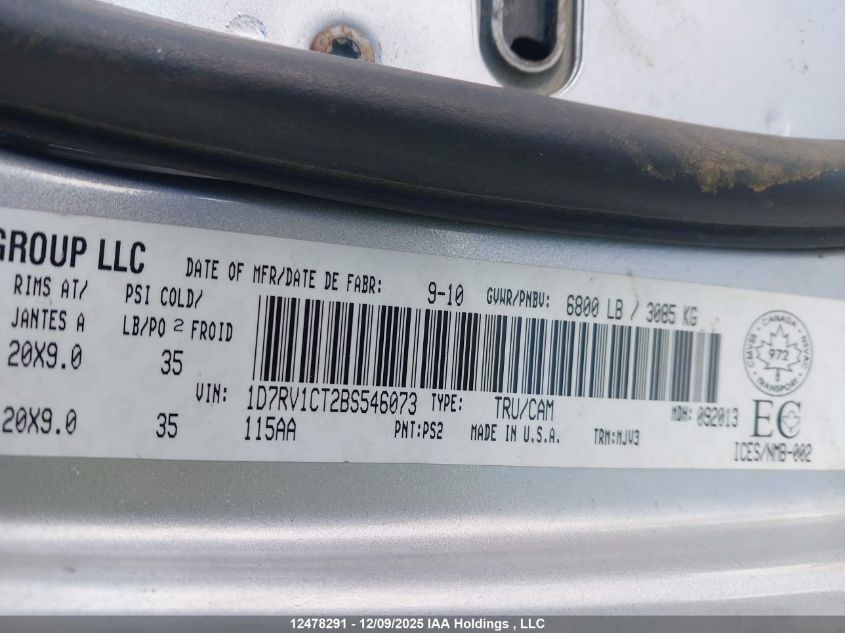 2011 Dodge Ram 1500 Slt VIN: 1D7RV1CT2BS546073 Lot: 12478291