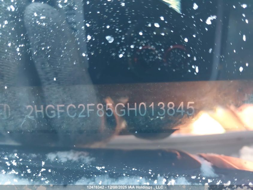 2016 Honda Civic Ex VIN: 2HGFC2F85GH013845 Lot: 12478342