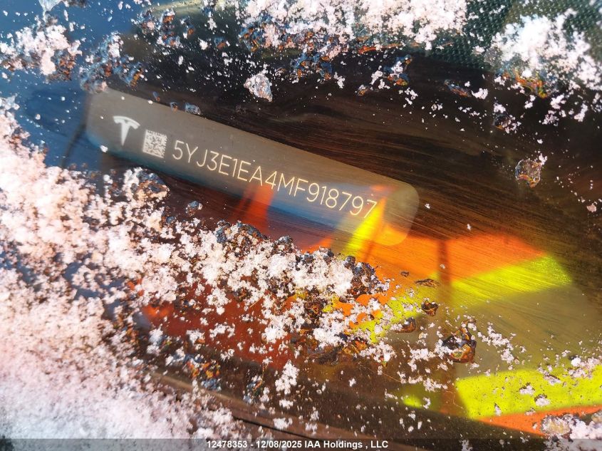 2021 Tesla Model 3 Standard Range/Standard Range Plus VIN: 5YJ3E1EA4MF918797 Lot: 12478353