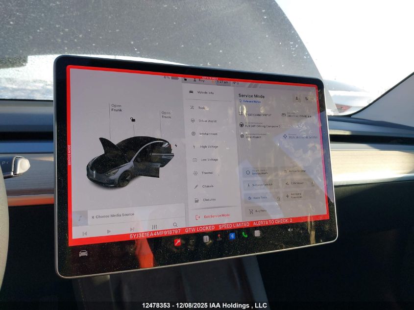 2021 Tesla Model 3 Standard Range/Standard Range Plus VIN: 5YJ3E1EA4MF918797 Lot: 12478353