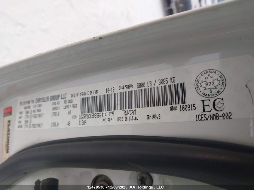 2011 Ram Ram 1500 St VIN: 1D7RV1CT5BS562414 Lot: 12478530