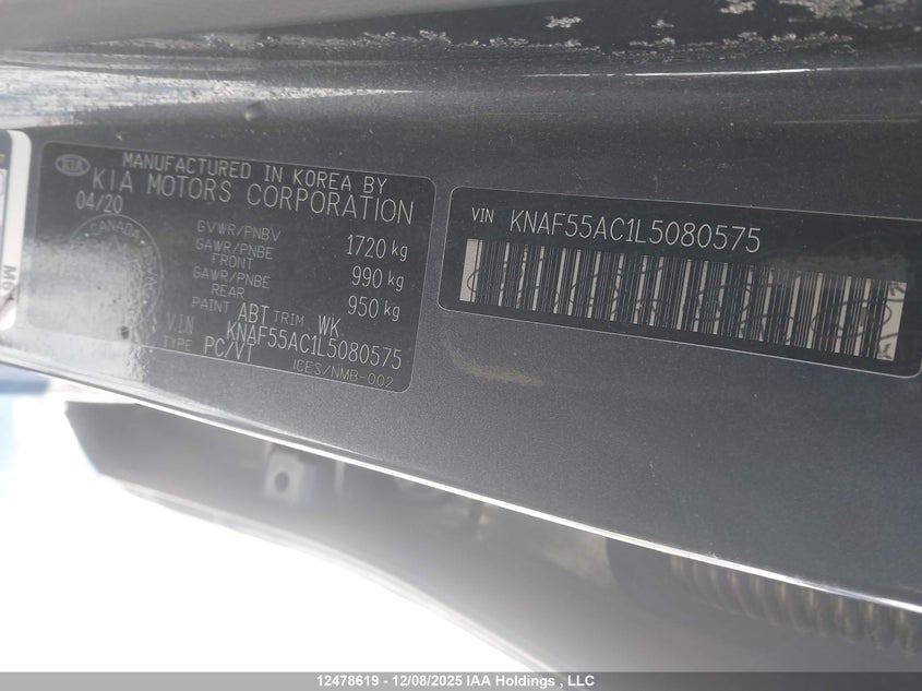 KNAF55AC1L5080575 2020 KIA FORTE photo no. 9