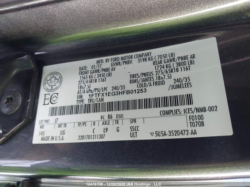 1FTFX1EG3HFB01253 2017 FORD F-150 photo no. 18