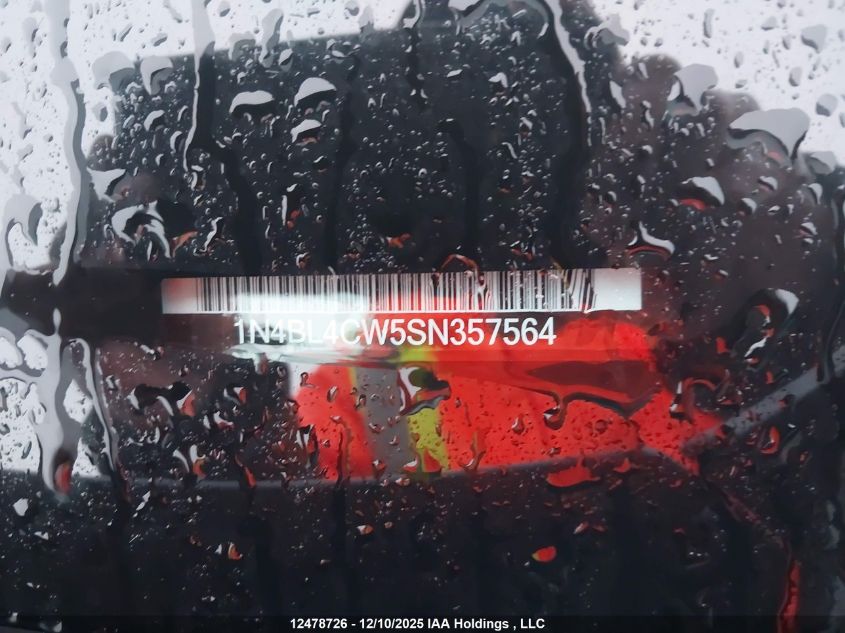 2025 Nissan Altima Sr VIN: 1N4BL4CW5SN357564 Lot: 12478726