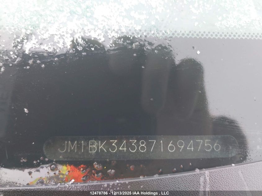 2007 Mazda 3 Hatchback VIN: JM1BK343871694756 Lot: 12478786