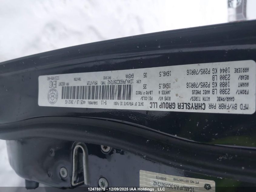 2012 Jeep Patriot VIN: 1C4NJPAB3CD507242 Lot: 12478875