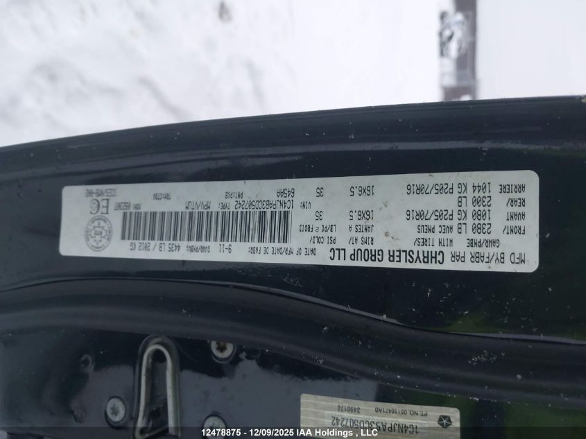 2012 Jeep Patriot VIN: 1C4NJPAB3CD507242 Lot: 12478875