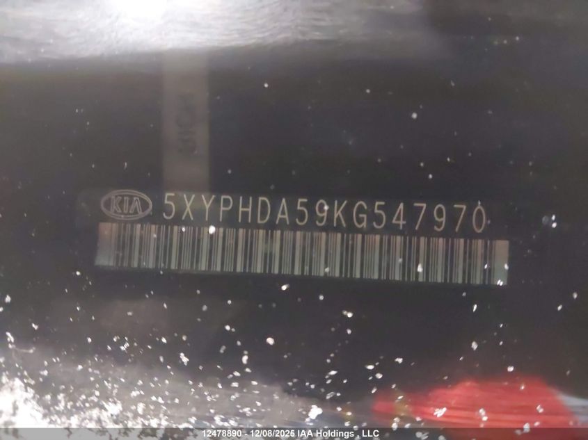 2019 Kia Sorento 3.3L Ex/3.3L Ex+ VIN: 5XYPHDA59KG547970 Lot: 12478890
