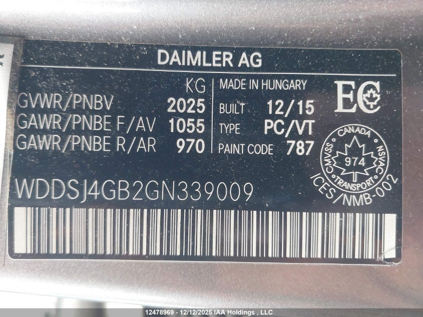 2016 Mercedes-Benz Cla 250 4Matic VIN: WDDSJ4GB2GN339009 Lot: 12478969