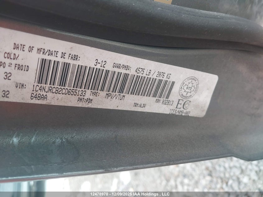 1C4NJRCB2CD655133 2012 JEEP LIBERTY (PATRIOT) photo no. 9