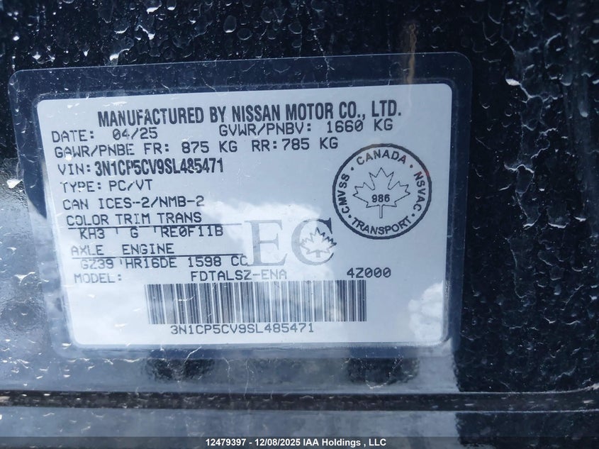 3N1CP5CV9SL485471 2025 NISSAN KICKS photo no. 9