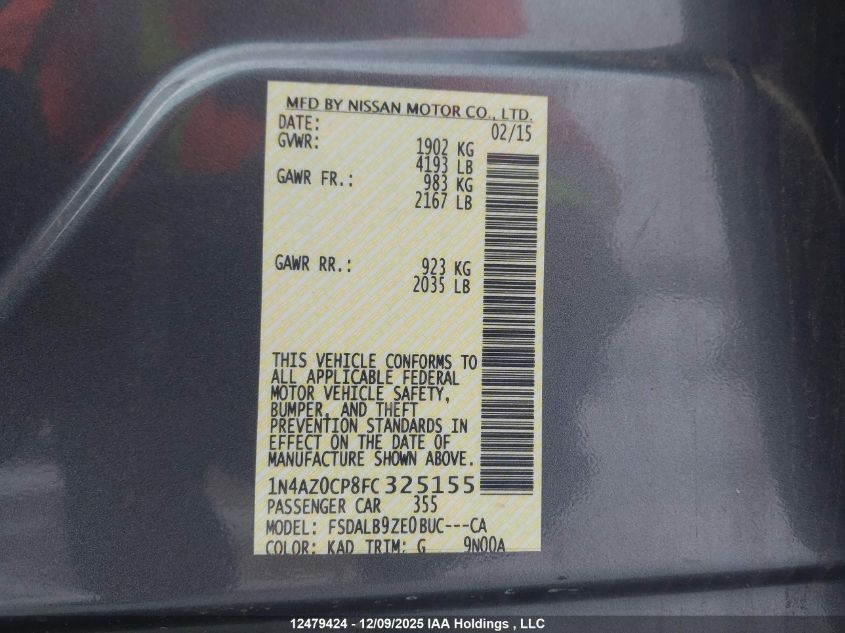 2015 Nissan Leaf VIN: 1N4AZ0CP8FC325155 Lot: 12479424