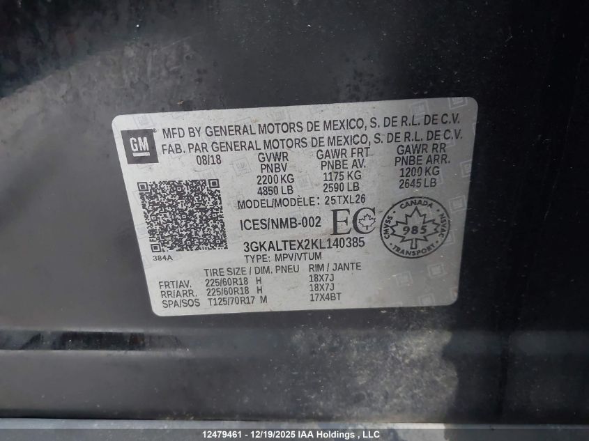 2019 GMC Terrain Sle VIN: 3GKALTEX2KL140385 Lot: 12479461