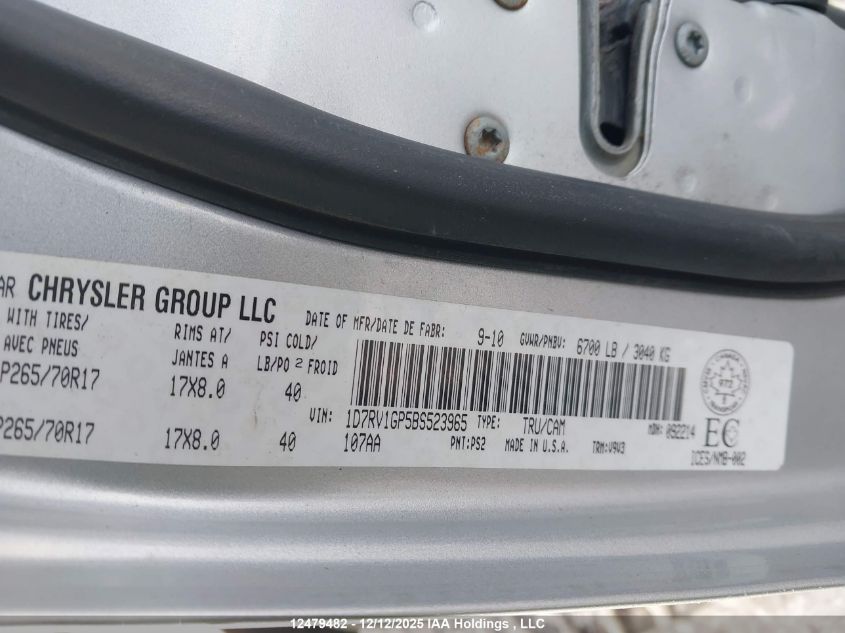 2011 Dodge Ram 1500 VIN: 1D7RV1GP5BS523965 Lot: 12479482