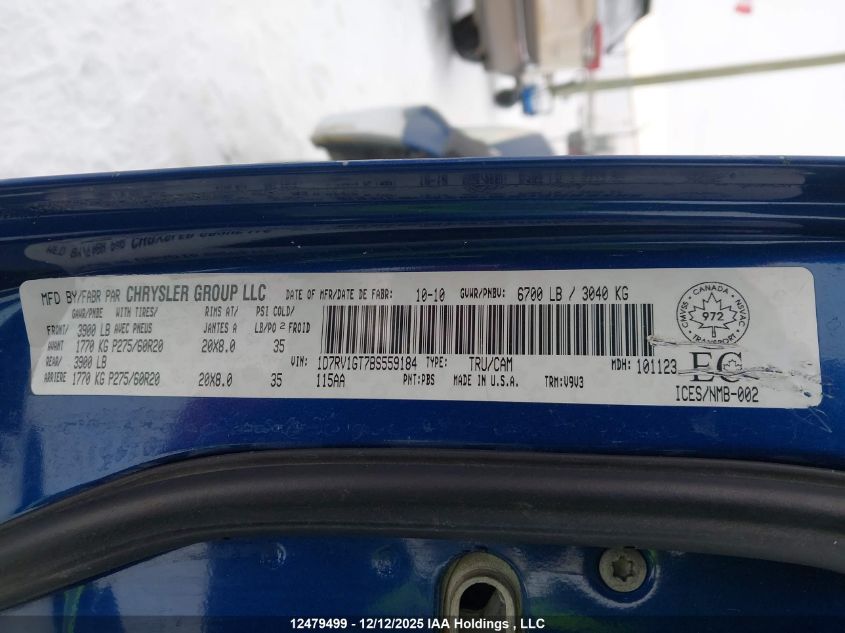 2011 Dodge Ram 1500 VIN: 1D7RV1GT7BS559184 Lot: 12479499