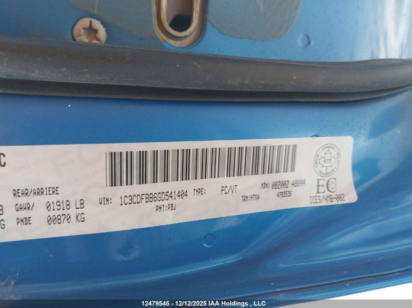 2016 Dodge Dart Sxt VIN: 1C3CDFBB6GD541404 Lot: 12479545