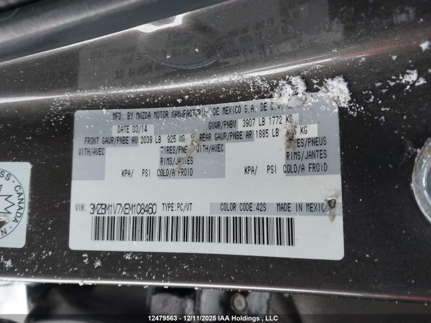 2014 Mazda Mazda3 Gs-Sky VIN: 3MZBM1V7XEM108460 Lot: 12479563