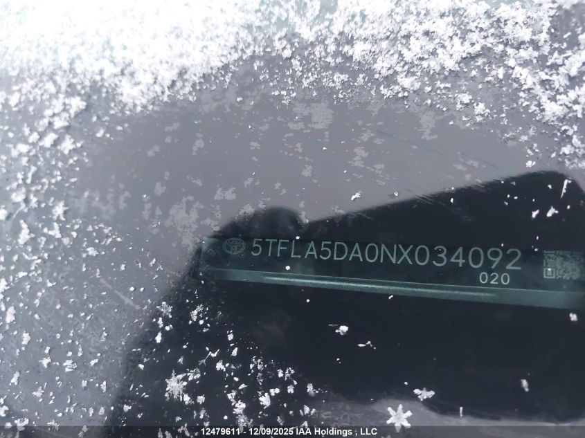 2022 Toyota Tundra VIN: 5TFLA5DA0NX034092 Lot: 12479611